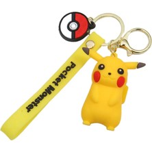 Pokemon Pikachu 3D Lüks Büyük Boy Silikon Anahtarlığı ve Çanta Aksesuarı 2 Adet