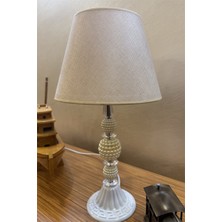 Vintage Bohem Abajur Inci-Kristal Model Kumaş Şapka G95 Rustik Ampul Hediyeli 45CM Retro Abajur