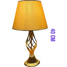 Gold Abajur Gerçek El Işçiliği Kumaş Şapka Rustik Ampul Hediyeli 45CM Yükseklik Vintage Abajur