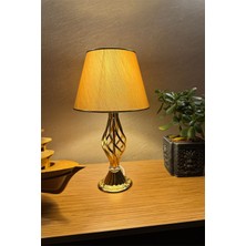 Gold Abajur Gerçek El Işçiliği Kumaş Şapka Rustik Ampul Hediyeli 45CM Yükseklik Vintage Abajur