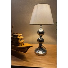 Gümüş Vintage Bohem Abajur Gerçek Kumaş Şapka G95 Rustik Ampul Hediyeli 50CM Yükseklik