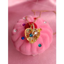 Çelik Sarı Kalp Kolye