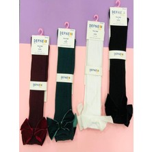 Kıpırık Baby 1 Adet Kız Çocuk  Kadife Kurdele Deteylı Yeşil Dizaltı Çorabı