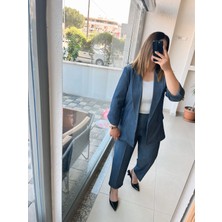 Keten Blazer Takım 
Mavi rengi