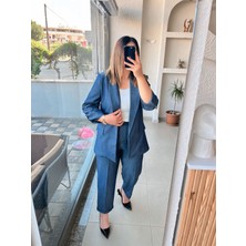 Keten Blazer Takım 
Mavi rengi