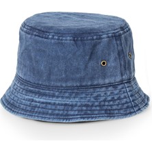 Unisex Bucket Şapka Düz Renk Denim Eskitme
