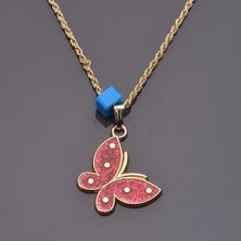 İdol Avm Kırmızı Kelebek Kadın Kolye Takı Aksesuar