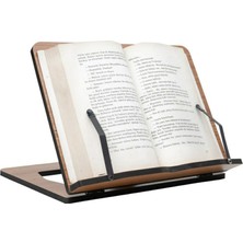 Ahşap Tablet Telefon Tutucu Ayarlanabilir Kitap Okuma Sehpası Standı Rahle Kahverengi