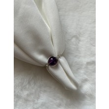 8 mm Ametist Taşı Ayarlanabilir Gümüş Tel Yüzük