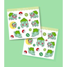 Pokemon Sticker Set -2'li- Balbazar (Bulbasaur) Etiket Kağıdı - Süsleme Telefon Etiketi