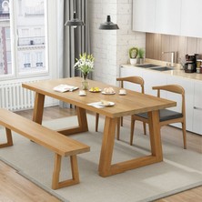 Ahşap Yemek Masası / Ağaç Toplantı Masası / Çalışma Masası - Ahşap Ayaklı