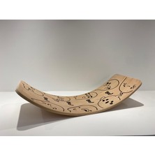 Desenli Denge Tahtası 90cm X 30cm Balance Board Doğal Ahşap Çocuk Oyuncak