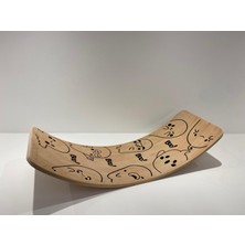 Desenli Denge Tahtası 90cm X 30cm Balance Board Doğal Ahşap Çocuk Oyuncak