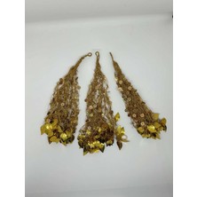 SırmalıHome Kına Geceleri Için Özel Pullu Örümcek Örme Halay Mendili 3 Adet Gold