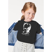 Kız Çocuk Atatürk Baskılı Pamuklu Bisiklet Yaka Kısa Kollu T-Shirt