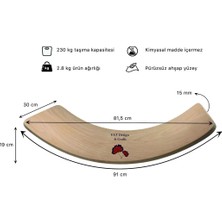 Yat Design & Crafts Denge Tahtası 90cm X 30cm Balance Board Doğal Ahşap Çocuk Oyuncak