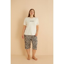 Kadın Büyük Beden Curve Milan Kumaş Kısa Kollu Kaprili Bambu Pijama Takımı