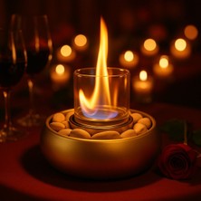 Özel Tasarım Taşlı Masa Üstü Şömine ile Sıcak ve Romantik Bir Atmosfer Katın