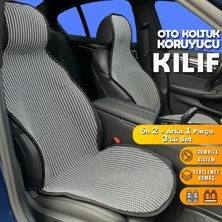Volkswagen Lupo Uyumlu Koltuk Kılıfı Minder Çizgili Füme Beyaz 2+1 Ön Arka Set