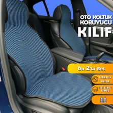 Renault Modus Uyumlu Koltuk Kılıfı Minder Çizgili Siyah Mavi 2+1 Ön Arka Set