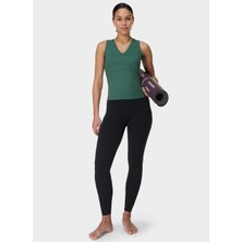 SB9883B-12837 Gaıa V-Neck Tank Yeşil U Yaka Regular Fit  Kadın Atlet