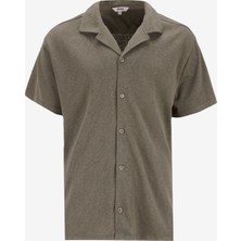 Haki Erkek Apaş Yaka Relaxed Flamlı Gömlek J5SM-GML7277