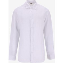 Jeep Relaxed Gömlek Yaka Çizgili Beyaz - Mavi Erkek Gömlek J5SM-GML7661