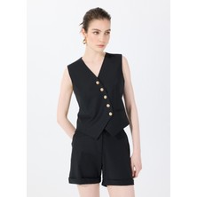 Sorbe Siyah Kadın Yelek Daıly Cross Vest 5020
