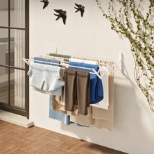 Urban Nouk Breezedry Duvara Monte Yer Tasarruflu Pratik Dayanıklı Metal Akordiyon Çamaşır ASKISI-100 cm Beyaz