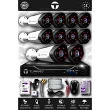 Turkno 10 Kameralı Galia 10 Dış Kamera Set 2 Tb HDD Full Hd Gece Görüşlü Güvenlik Kamerası Sistemi