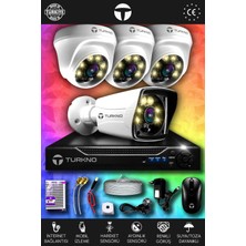 Turkno 4 Kameralı Karie 3 Iç Kamera Set Hdd'siz Full Hd Renkli Gece Görüşlü Güvenlik Kamerası Sistemi