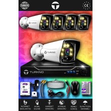 Turkno 5 Kameralı Karie 5 Dış Kamera Set 100 GB HDD Full Hd Renkli Gece Görüşlü Güvenlik Kamerası Sistemi