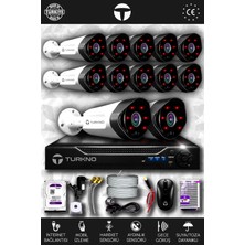 Turkno 12 Kameralı Galia 12 Dış Kamera Set 100 GB HDD Full Hd Gece Görüşlü Güvenlik Kamerası Sistemi