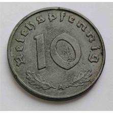 Derenpecunia Nazi Almanyası 1942 Yılı 10 Reichsfenik Ça Çap: 21 mm