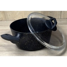 Att 22 cm Granit Tencere Siyah Gold