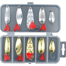 De Beers 10 Adet/takım Altın ve Gümüş Metal Jig Kaşık Döndürücü Balıkçılık Yemi Wobbler Yem Seti Balıkçılık Için Balıkçılık Takım Kutusu Kiti ile (Yurt Dışından)