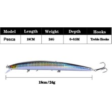 De Beers Flysand Balıkçılık Yemleri Balıkçılık Sert Yem Crankbaits Isca Yapay Pesca Sea Wobbler Yüzme Yemleri Büyük Lazer Minnow 18CM/24G (Yurt Dışından)