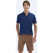 Kip İndigo Jakarlı Polo Yaka T-Shirt