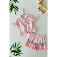 Miniğimin Cicileri Püskül Detaylı Kız Bebe Şortlu Bağlamalı 2 li takım - Pembe
