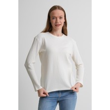 Uzun Kollu Fitilli Basic Kadın Sweatshirt