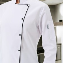Dinçer Atakan İş Elbiseleri Chefpro Elite Şef Ceketi Kadın Beyaz Alpaka Aşçı Kıyafeti