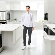 Dinçer Atakan İş Elbiseleri Chefpro Elite Şef Ceketi Kadın Beyaz Alpaka Aşçı Kıyafeti
