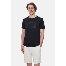 Ucla Culver Siyah Bisiklet Yaka Baskılı %100 Pamuk Standard Fit Erkek Tshirt