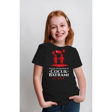 Kız Çocuk Atatürk Imza Baskılı Bisiklet Yaka Kısa Kollu T-Shirt
