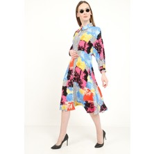 Elbee Fashion Woman Mavi Renkli Gömlek Elbise