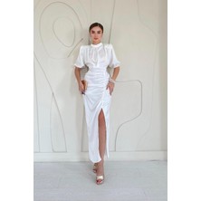 Büzgülü Saten Elbise