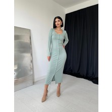 Elbee Fashion Woman Mint Kaşkorse Elbise