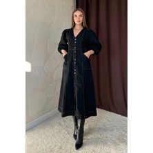 Elbee Fashion Woman Siyah Balon Kol Kot Elbise