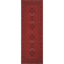 Cool Halı Cool Halı Private Bordo Eskitme Vintage Halı Otantik Etnik Desenli Şönil Yolluk Yıkanabilir Hol Koridor Halısı