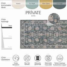 Cool Halı Private Yeşil Eskitme Vintage Halı Etnik Desenli Otantik Şönil Yolluk Yıkanabilir Hol Koridor Halısı